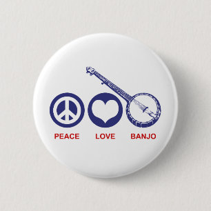 Peace Love Banjo 2 Inch Round Button