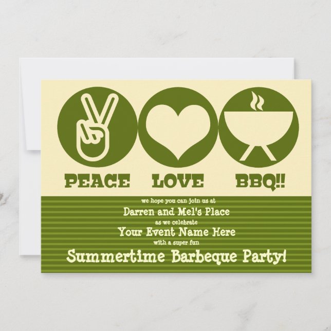 Peace Love Barbeque Invitation (Front)