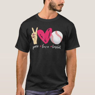 Peace Love Baseball Baseball Fan T-Shirt