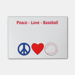 Peace Love Baseball Memo Notes
