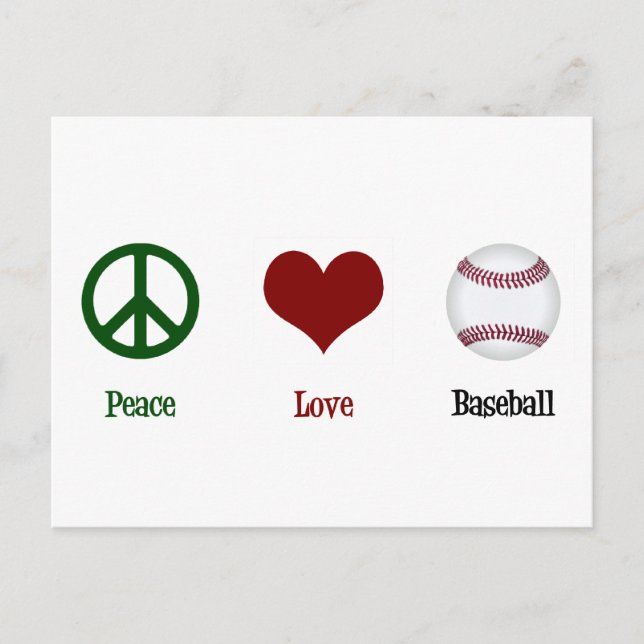 Peace Love Baseball Postcard (Front)