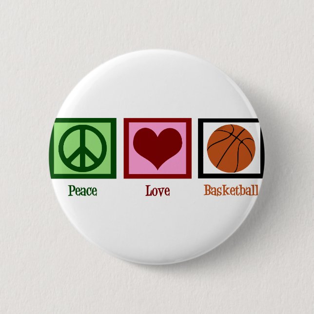 Peace Love Basketball 2 Inch Round Button (Front)