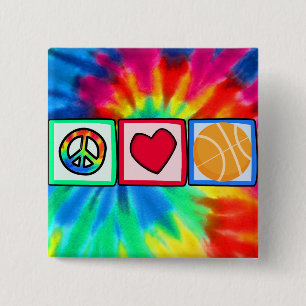 Peace, Love, Basketball 2 Inch Square Button