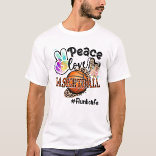 Peace Love Basketball Auntie Life Mom Grandma Leop T-Shirt
