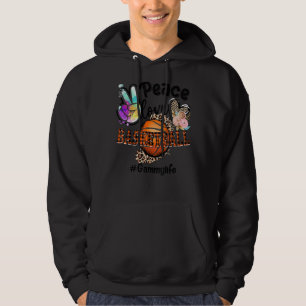 Peace Love Basketball Gammy Life Mom Grandma Leopa Hoodie