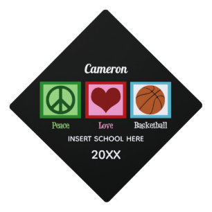 Peace Love Basketball Graduation Cap Topper