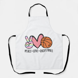Peace Love Basketball Heart for Women Teens Tween  Apron