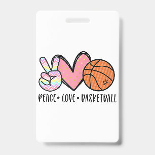 Peace Love Basketball Heart for Women Teens Tween Badge