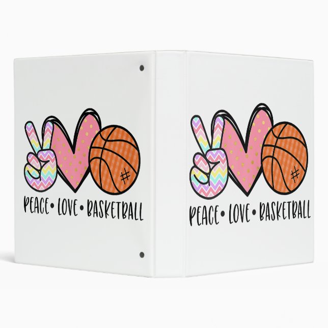 Peace Love Basketball Heart for Women Teens Tween  Binder (Background)