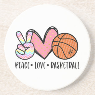 Peace Love Basketball Heart for Women Teens Tween  Coaster