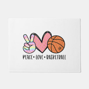 Peace Love Basketball Heart for Women Teens Tween  Doormat