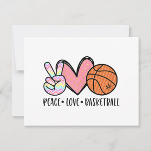 Peace Love Basketball Heart for Women Teens Tween  Holiday Card