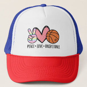 Peace Love Basketball Heart for Women Teens Tween Trucker Hat