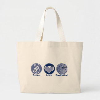 Peace Love Basketball Large Tote Bag