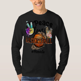 Peace Love Basketball Mimi Life Mom Grandma Leopar T-Shirt