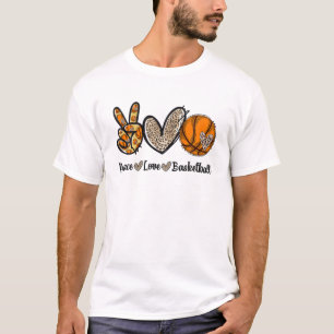 Peace Love Basketball Mom Leopard Print Cheetah Pa T-Shirt
