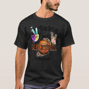 Peace Love Basketball Nonna Life Mom Grandma Leopa T-Shirt