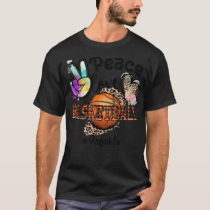 Peace Love Basketball Yaya Life Mom Grandma Leopar T-Shirt