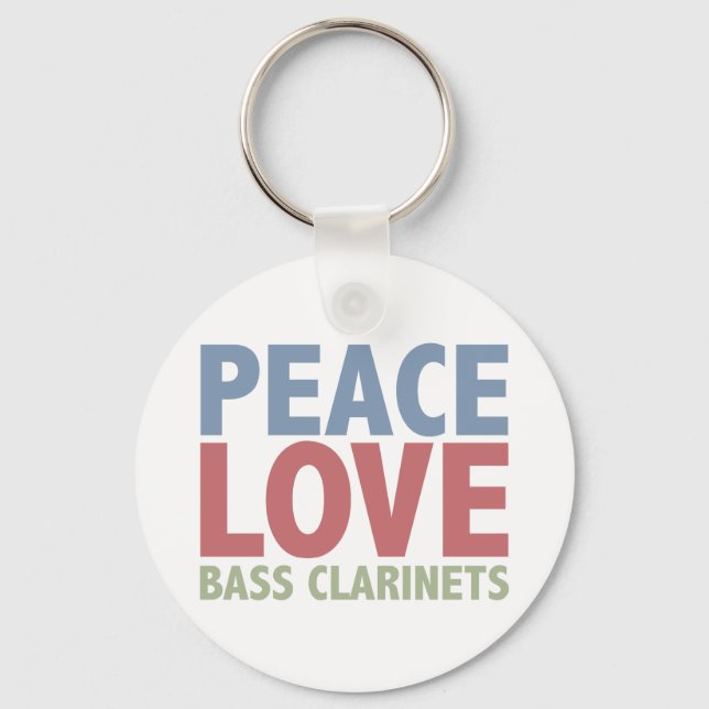 Peace Love Bass Clarinets Keychain (Front)