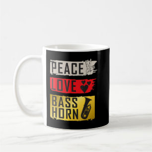 Peace Love Bass Horn Marching Band French Horn Coffee Mug