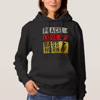 Peace Love Bass Horn Marching Band French Horn Hoodie