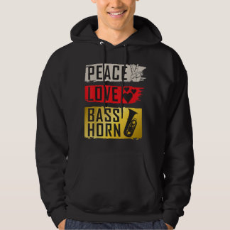 Peace Love Bass Horn Marching Band French Horn Hoodie