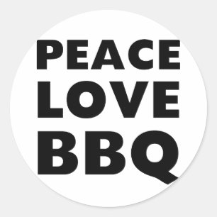 Peace Love BBQ Classic Round Sticker