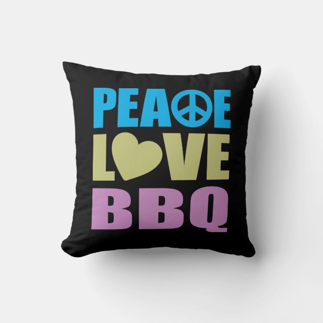 Peace Love BBQ Throw Pillow (Front)