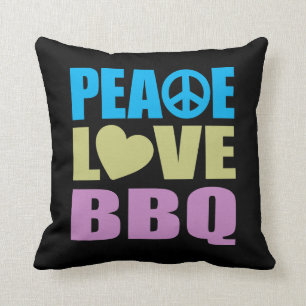 Peace Love BBQ Throw Pillow