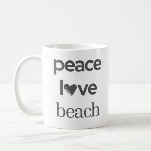 Peace Love Beach Graphic   Coastal Nautical Life Coffee Mug