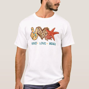 Peace, Love, Beach Hand-Peace, Heart, Turtle T-Shirt