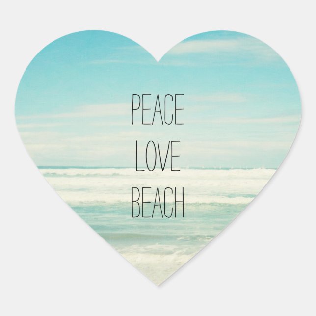 Peace Love Beach Heart Sticker (Front)