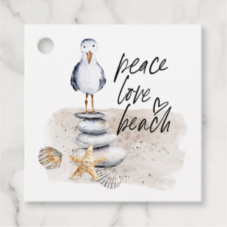 Peace Love Beach Seagull Coastal Favour Tags