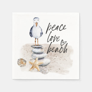 Peace Love Beach Seagull Coastal Napkin