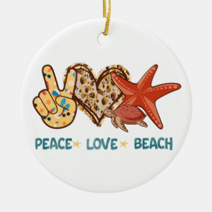 Peace, Love, Beach Summer Vibes Vintage Ceramic Ornament