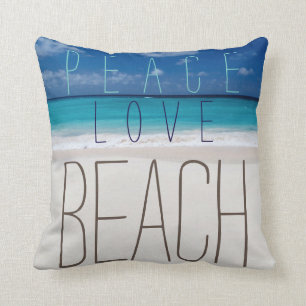 Peace Love Beach Throw Pillow
