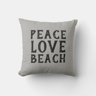 PEACE LOVE BEACH typography | Outdoor Pillow