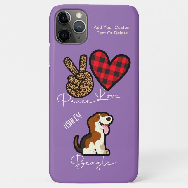 Peace Love Beagle Plaid Cute Dog Lover Case-Mate iPhone Case (Back)