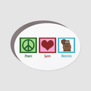 Peace Love Beavers Car Magnet