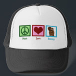 Peace Love Beavers Trucker Hat<br><div class="desc">A peace sign, heart, and a cute beaver on a pretty Peace Love Beavers gift.</div>