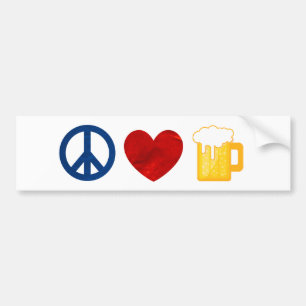 Peace Love Beer Bumper Sticker