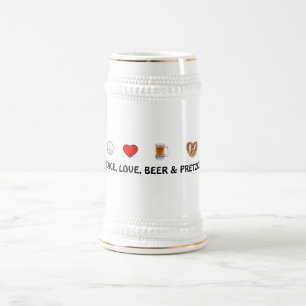 Peace, Love, Beer & Pretzels Stein