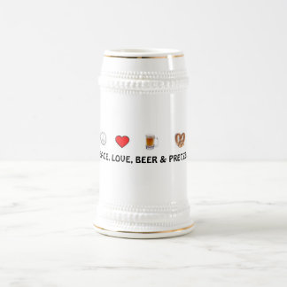 Peace, Love, Beer & Pretzels Stein