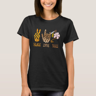 Peace Love Bees Beekeeping Gardeners Bee T-Shirt