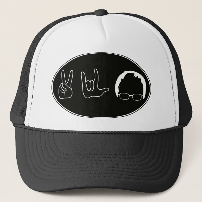 Peace, Love, Bernie Sanders Trucker Hat (Front)