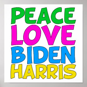 Peace Love Biden Harris Cute 2024 Election Poster