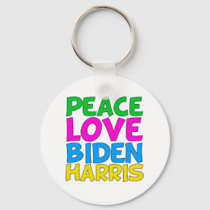 Peace Love Biden Harris Cute Democrat Keychain