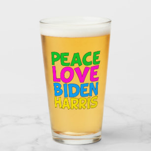 Peace Love Biden Harris Glass