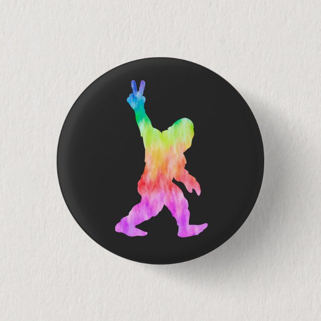 Peace Love Bigfoot   1 Inch Round Button (Front)