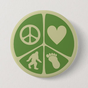 Peace Love Bigfoot 3 Inch Round Button
